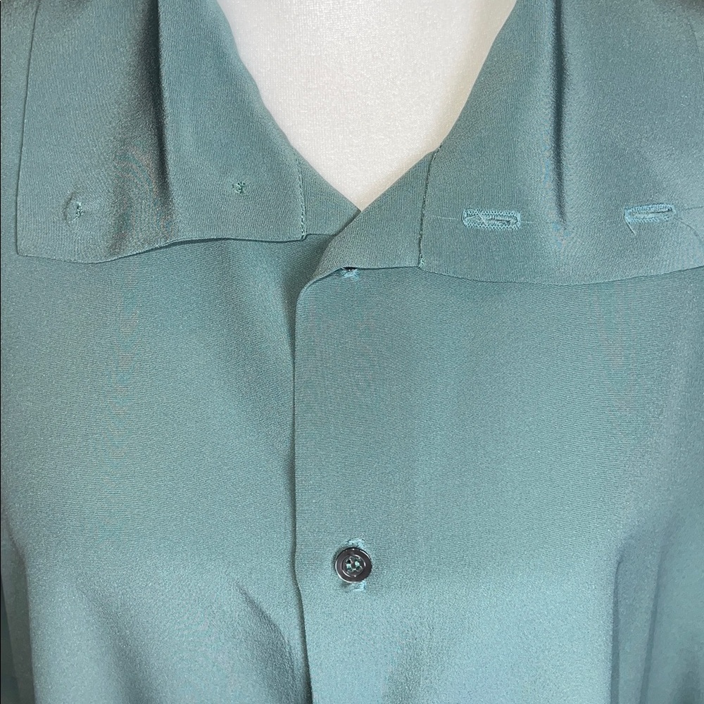 🩵NWOT ESKANDAR WOMENS 100% SILK OVERSIZED BUTTON BLOUSE IN TEAL/ BLUE SIZE 1 - Picture 8 of 11